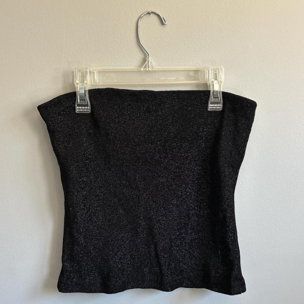 Vintage Jonden Shimmer Black Semi Sheer Y2K Tube Top